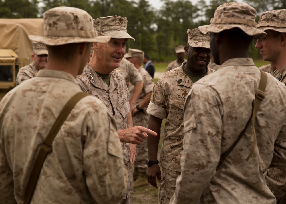 Commandant, Sergeant Major of the Marine Corps visit 2/2 out in the field