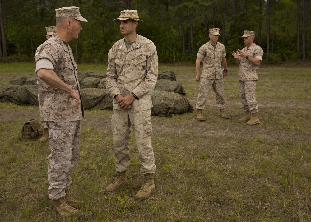 Commandant, Sergeant Major of the Marine Corps visit 2/2 out in the field