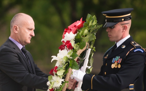 Republic of Croatia minister of veterans affairs lays a wreath at the Tomb of the Unknown Soldier in Arlington National Cemetery