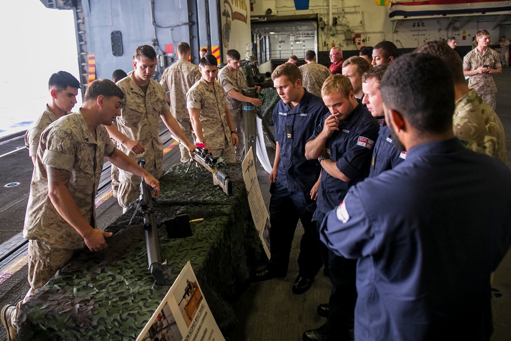 British Royal Navy sailors tour USS Wasp
