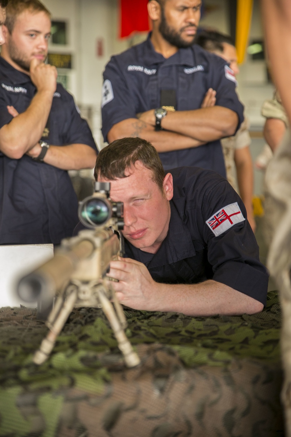 British Royal Navy sailors tour USS Wasp