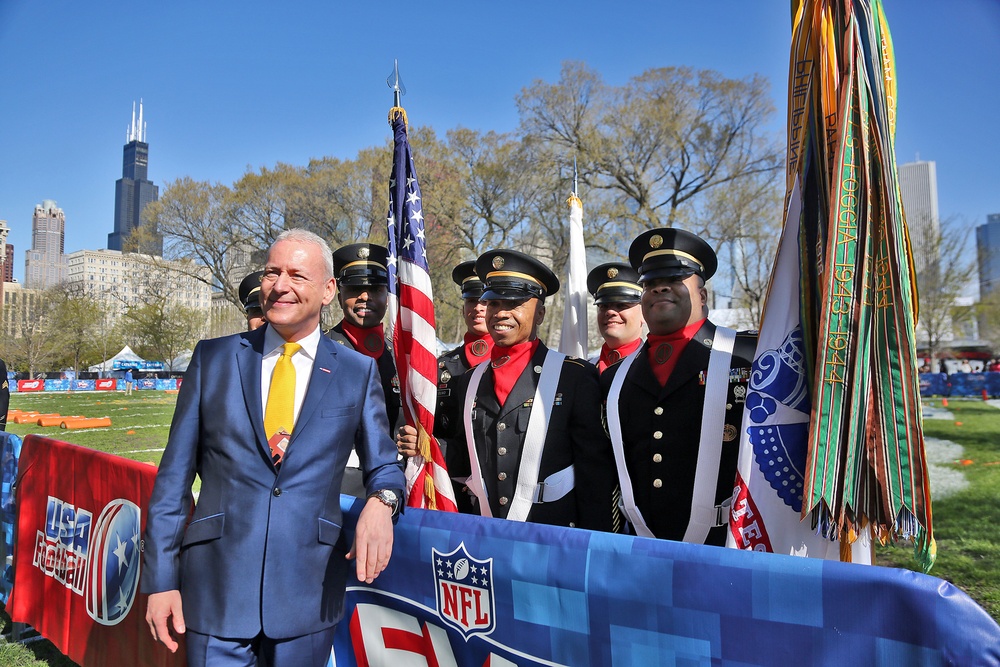 Chicago based Army Reserve soldiers participate in NFL draft opening ceremony