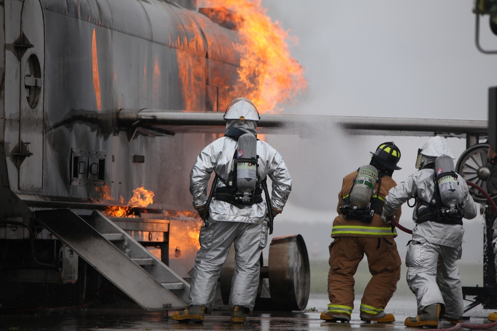 Cherry Point's Aircraft Rescue and Firefighting trains with Wilmington Fire Department