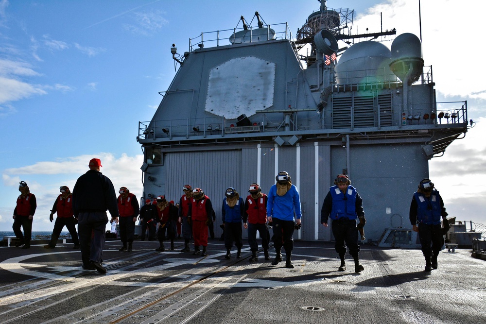 Flight deck firefighting drill