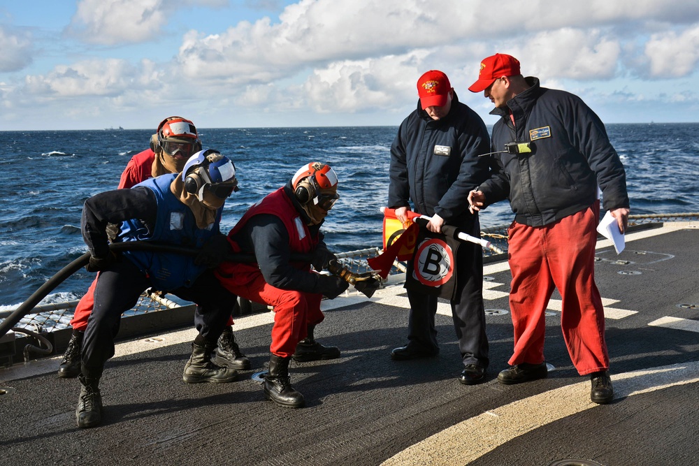 Flight deck firefighting drill