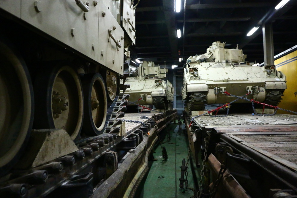 Bradley Fighting Vehicles cross the Black Sea