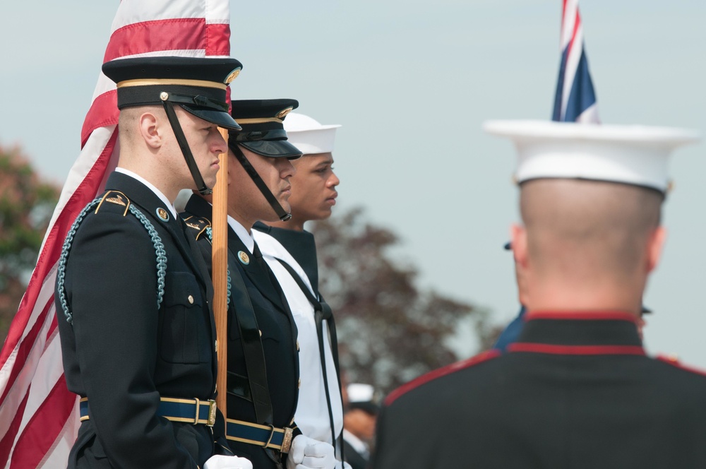 Gen. Sir Nicholas Houghton of the United Kingdom Arrival Ceremony May 5, 2015