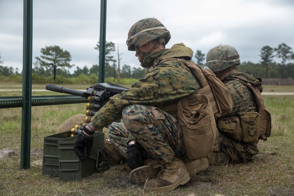Marines with 2nd Marine Division participate in Advanced Machine Gunners Course