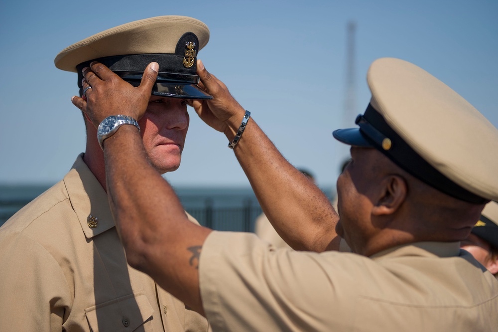 Pre-commissioning Unit Gerald R. Ford (CVN 78) frocks new master chiefs