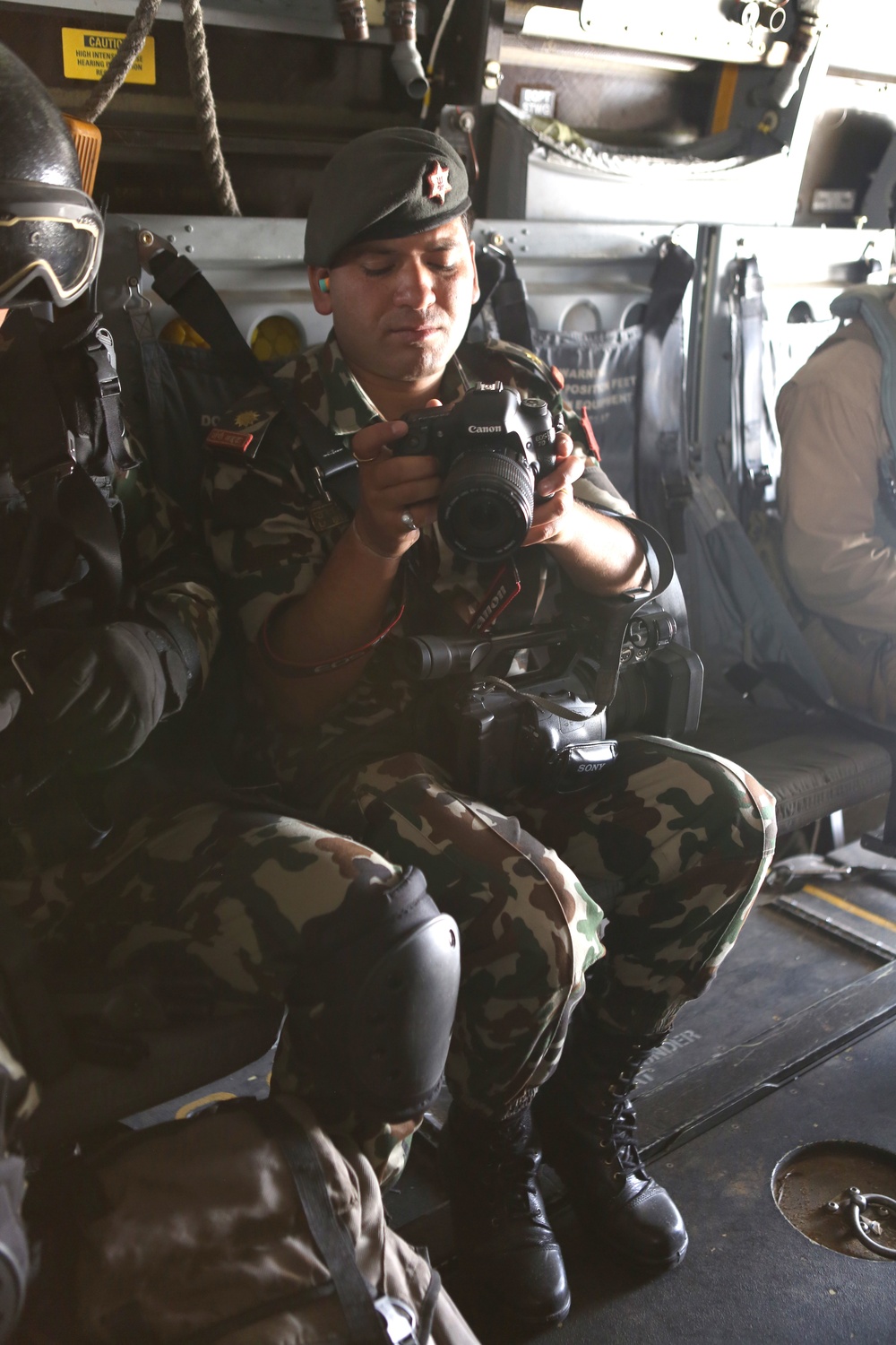 U.S. Marine Ospreys transport Nepalese military, survey earthquake damage
