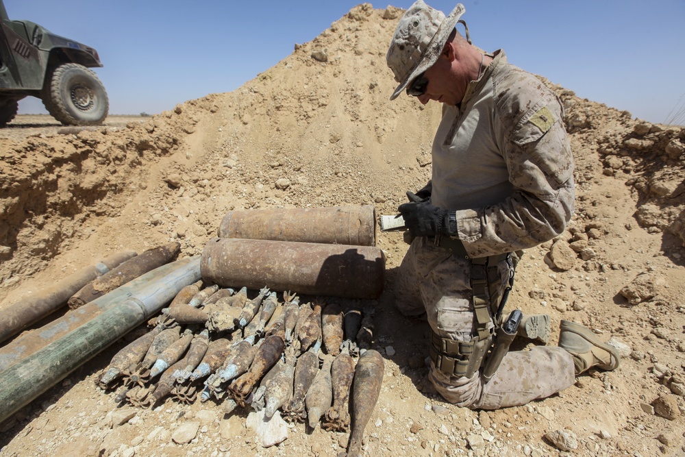 US Marines in Al Asad dispose of explosives