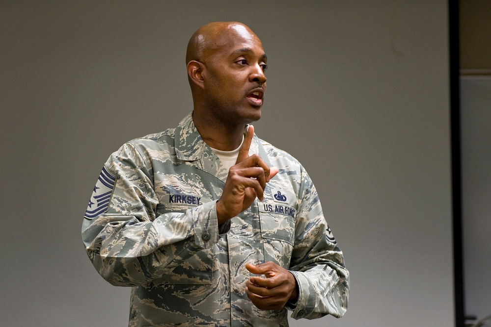 AFRC command chief speaks to Grissom Airmen