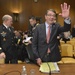 Secretary of Defense Ash Carter waves to members of the committee as he and Chairman of the Joint Chiefs of Staff Army Gen. Martin Dempsey prepare to testify before the Senate Appropriations Committee