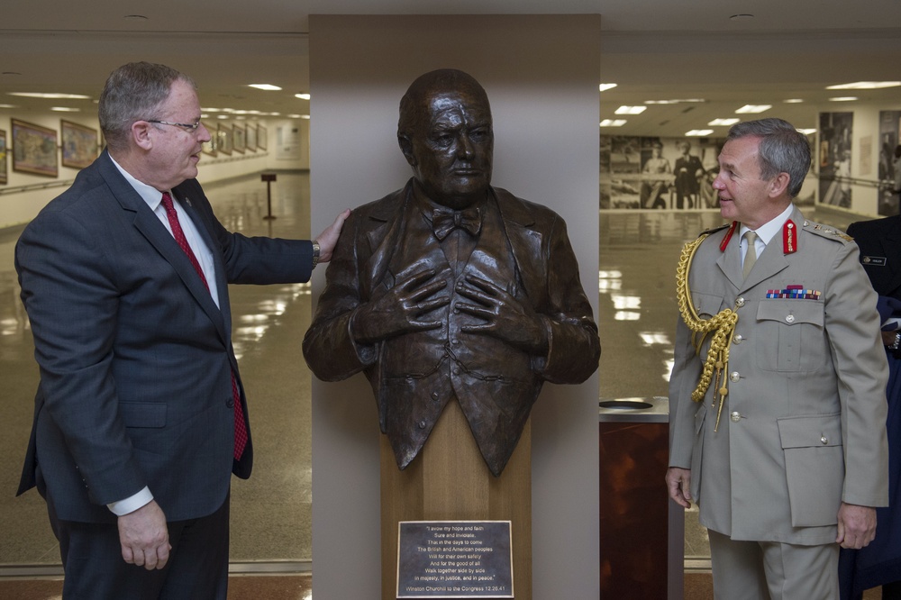 Winston Churchill bust presentation