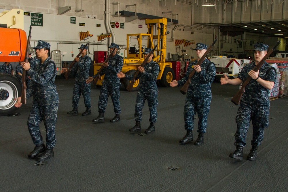 Drill practice aboard USS George Washington