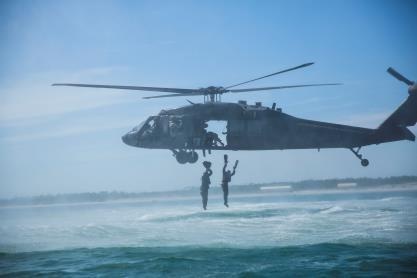 Alpha Company, 2nd Recon helocasts during amphibious package