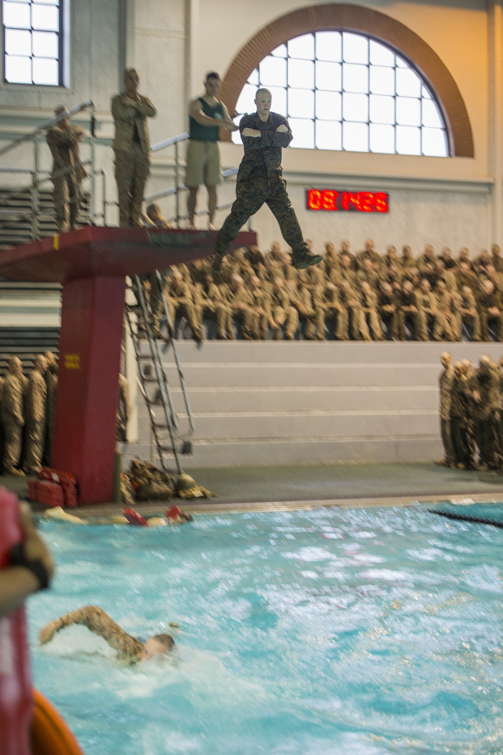 Marine recruits trace amphibious routes during water survival training on Parris Island