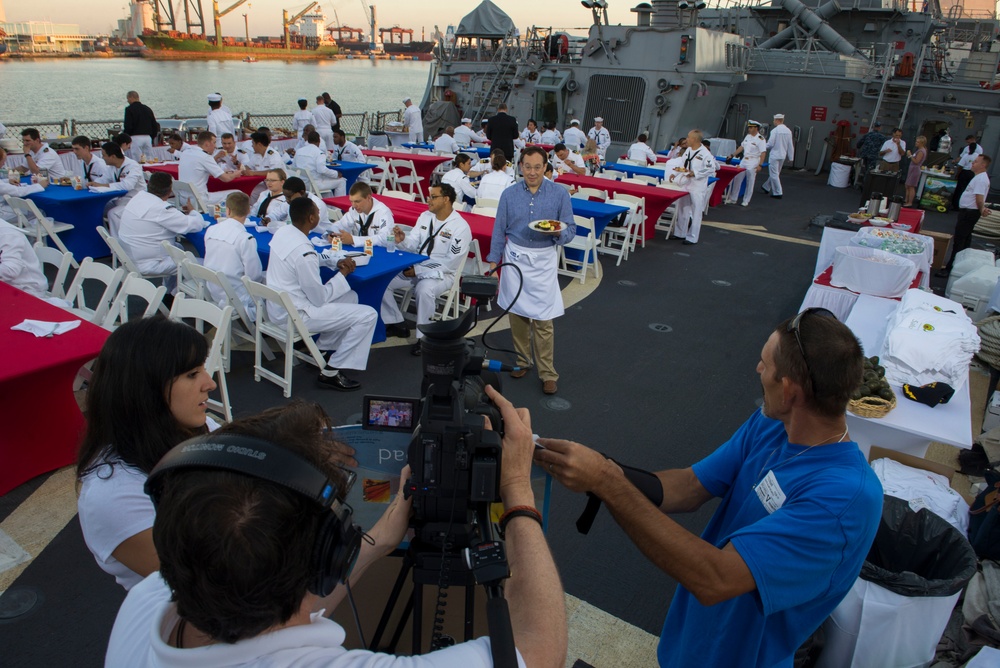 'Mr. Food Test Kitchen' films a show aboard USS Cole