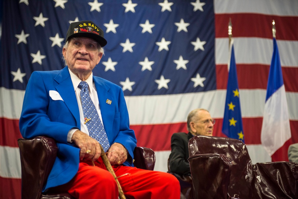 Legion of Honor Ceremony for WWII veterans aboard USS Wasp for Fleet Week Port Everglades