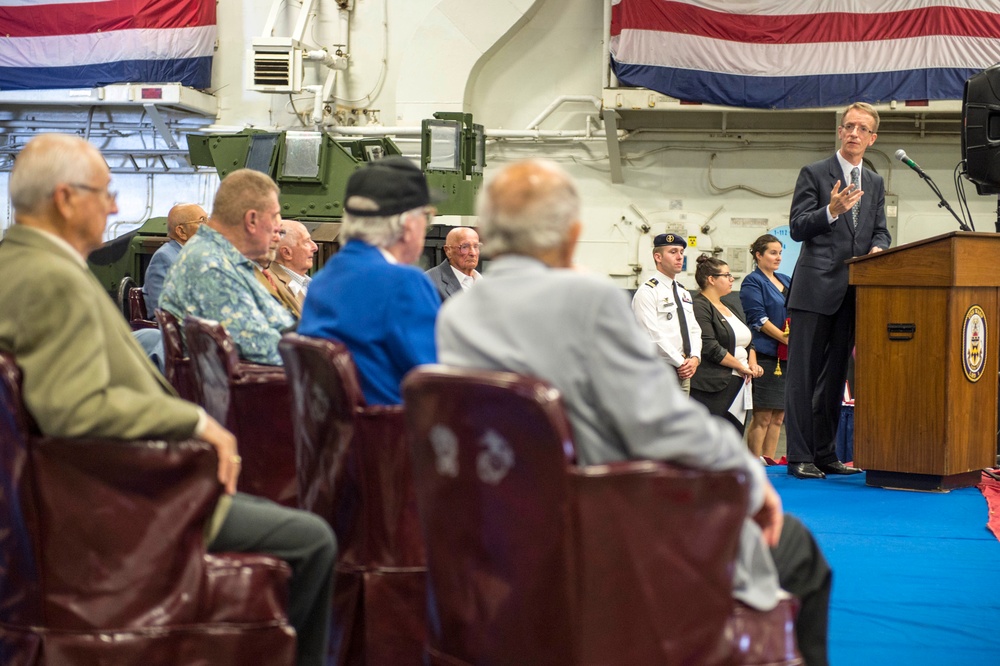 Legion of Honor Ceremony for WWII veterans aboard USS Wasp for Fleet Week Port Everglades