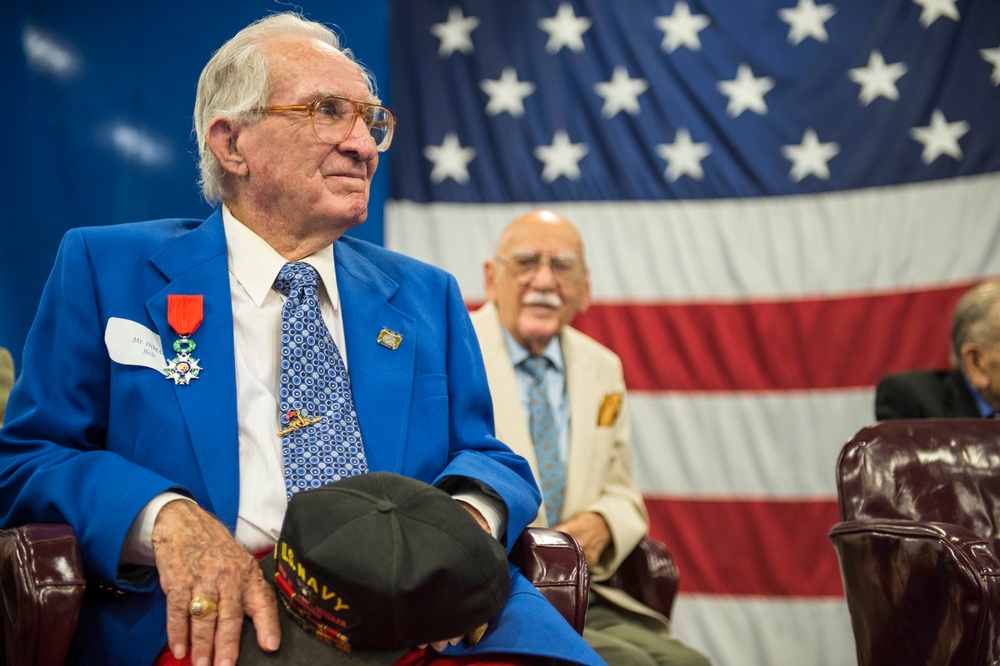 Legion of Honor Ceremony for WWII veterans aboard USS Wasp for Fleet Week Port Everglades