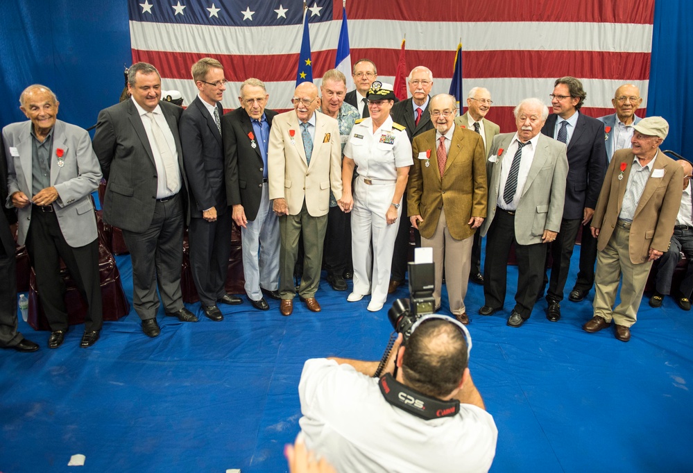 Legion of Honor Ceremony for WWII veterans aboard USS Wasp for Fleet Week Port Everglades