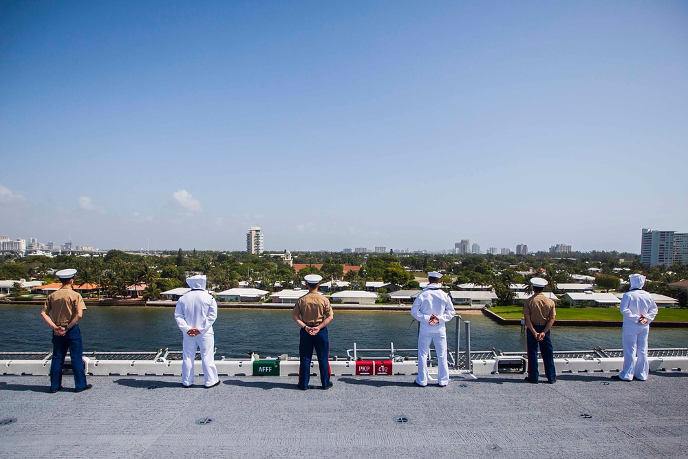 22nd MEU, USS Wasp depart Port Everglades after Fleet Week
