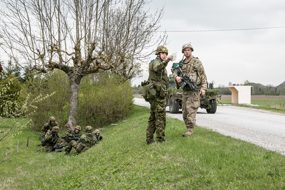 American and Estonian Soldiers train together during Operation Siil