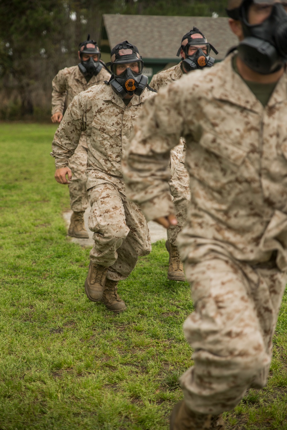 Marine recruits learn chemical warfare defense on Parris Island