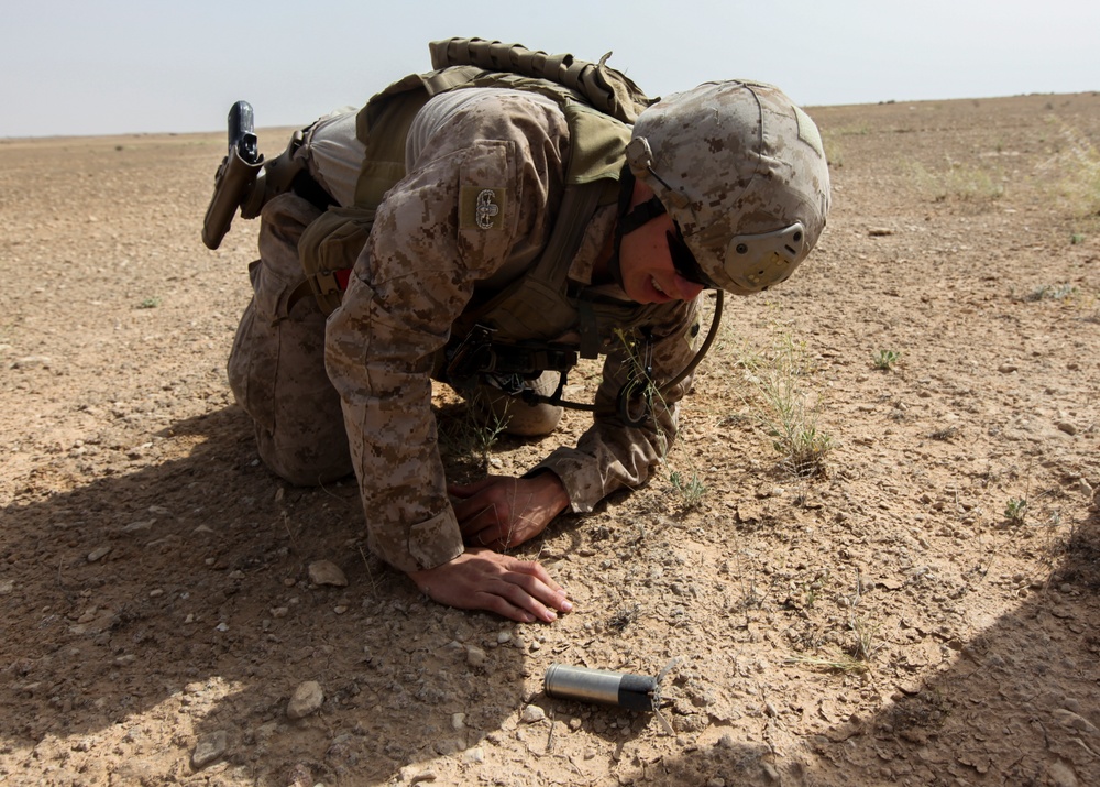 U.S. Marine EOD conducts Explosives Clearing at Al Asad, Iraq