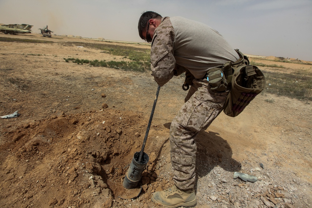 U.S. Marine EOD conducts Explosives Clearing at Al Asad, Iraq