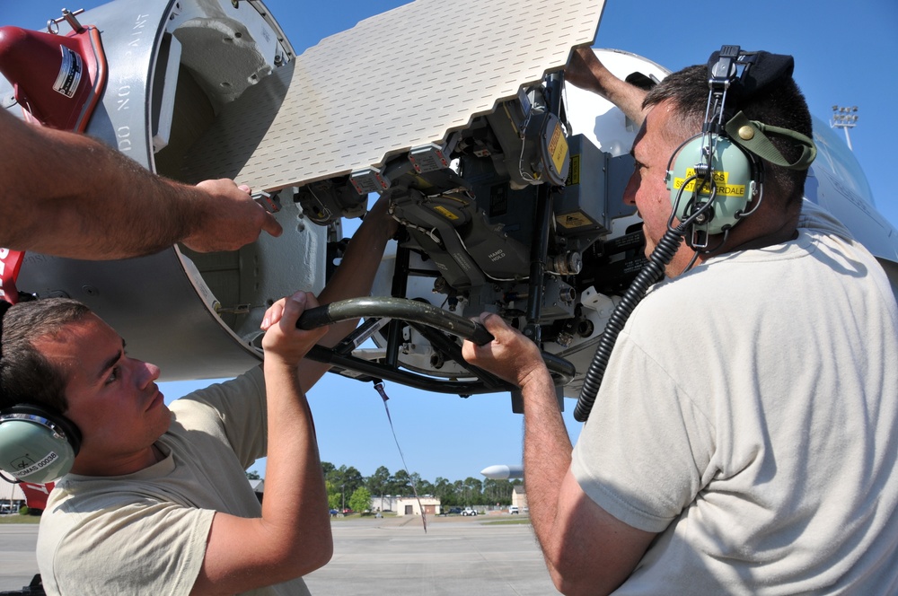 Fire control radar maintenance at Combat Archer