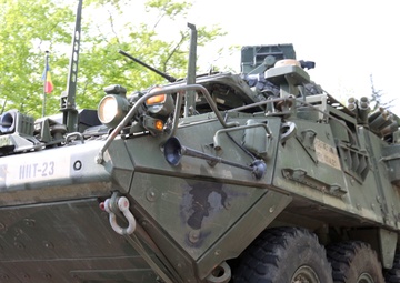US and Romanian armies marching together to demonstrate commitment for a better future