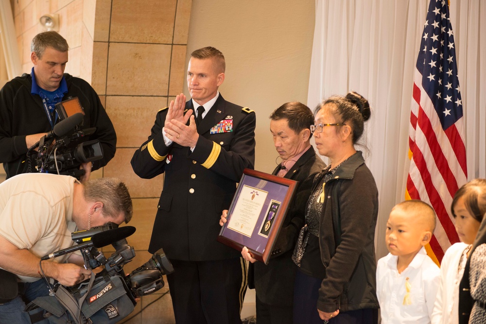 Fort Hood shooting victim’s family receives posthumous Purple Heart medal