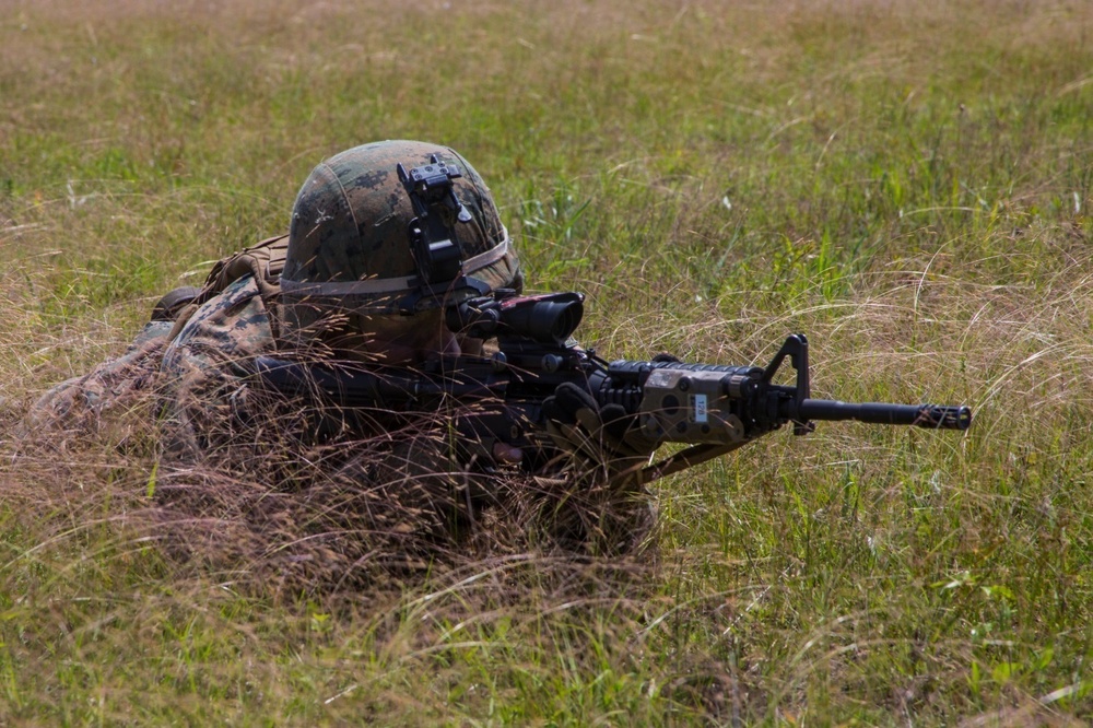 Marine suppresses enemy