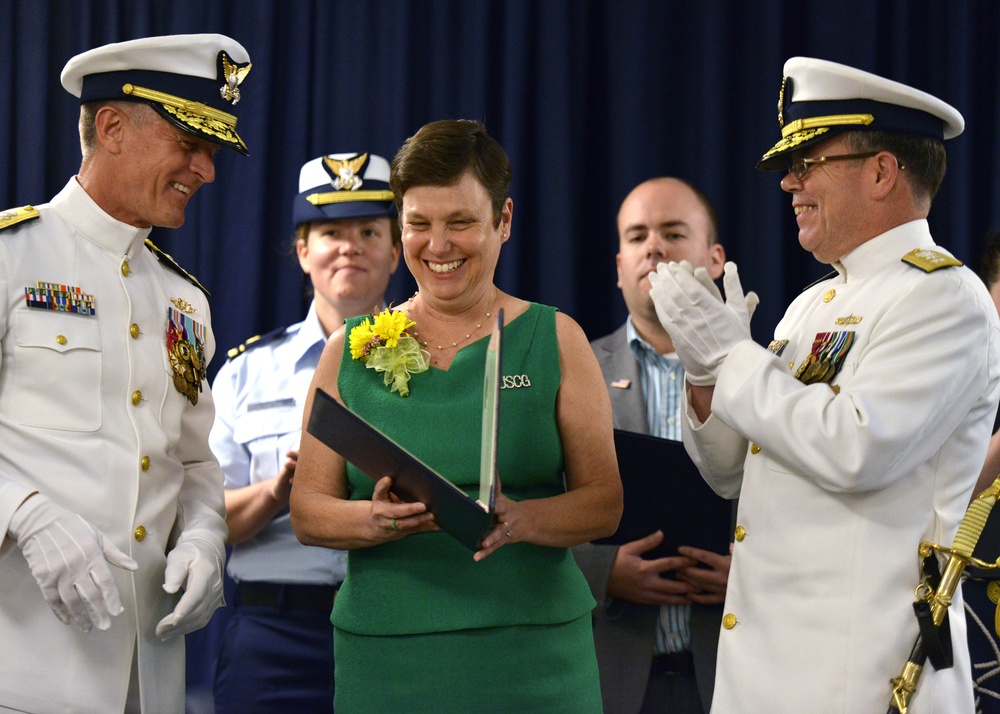 Kris Cook receives Coast Guard award at change of command