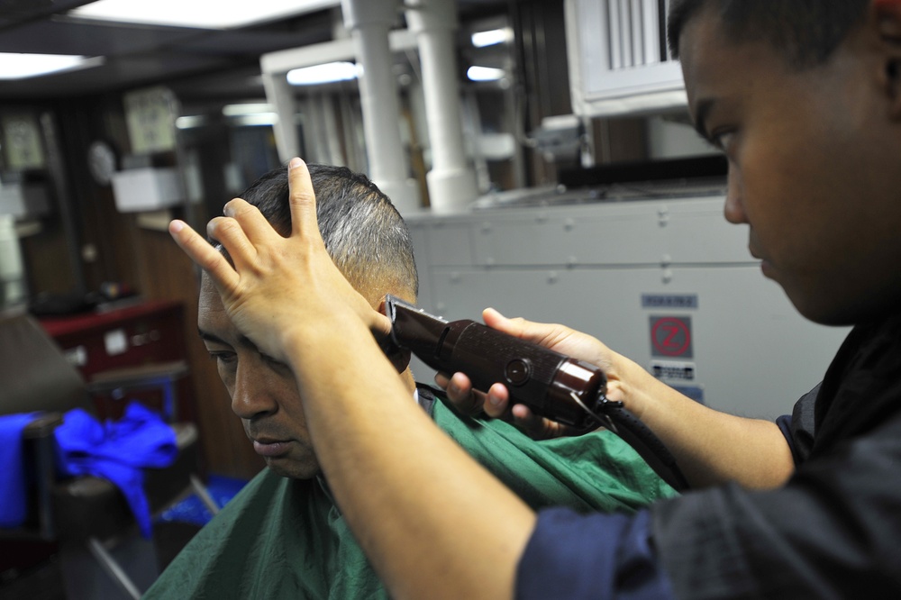 USS Blue Ridge barber shop