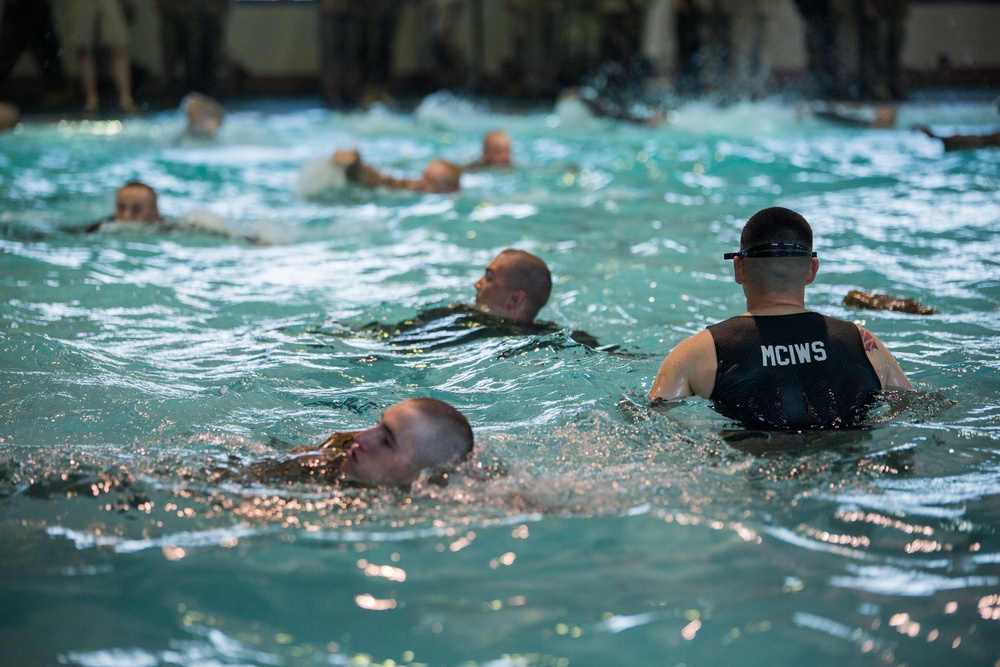 Marine recruits pass water survival milestone on Parris Island