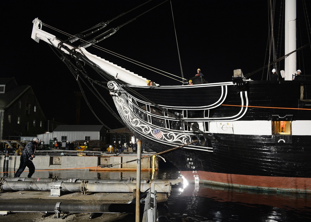 USS Constitution enters dry dock