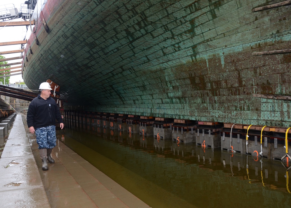 USS Constitution enters dry dock