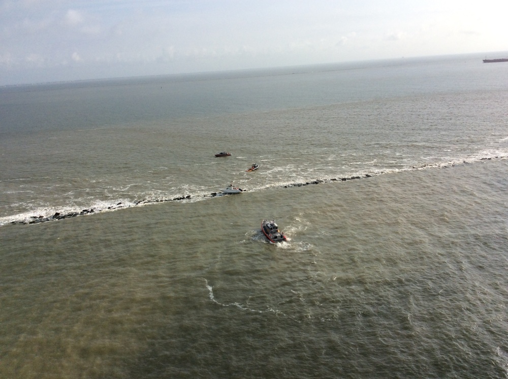 Coast Guard, Galveston Island Beach Patrol rescue 3 from aground boat