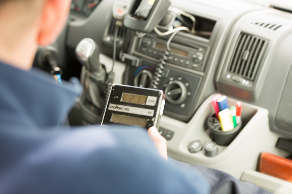 Belgian Police, US Military Police calibrate speedometers on Chièvres Air Base's airfield