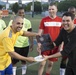USS Bonhomme Richard and French sailors play soccer