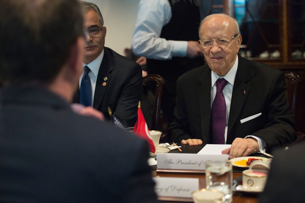 Secretary of defense hosts honor cordon for Tunisian president