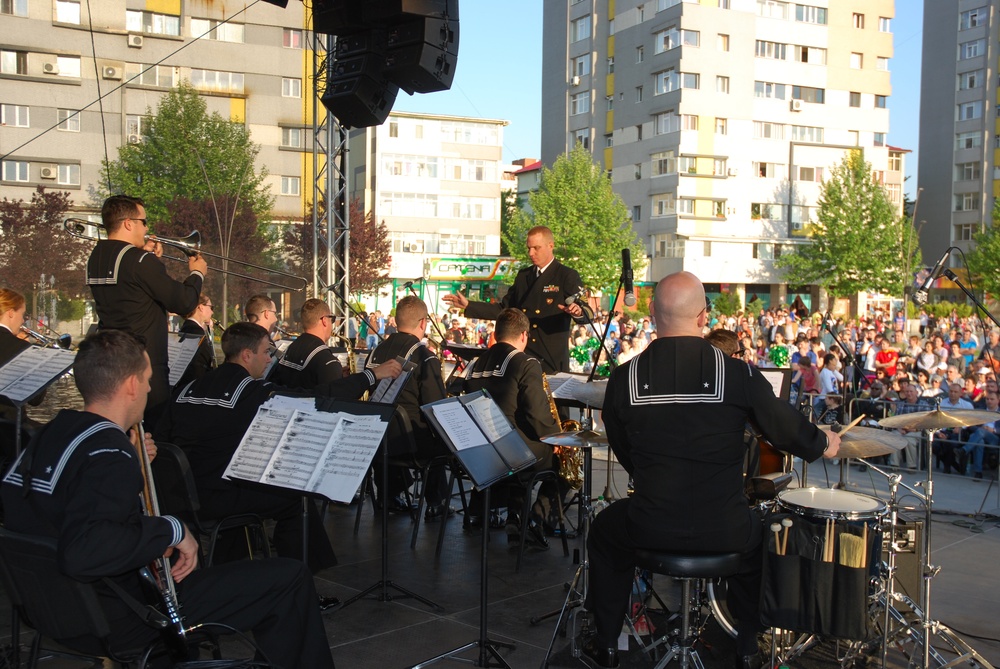 US Naval Forces Europe Band performs in Slatina, Romania