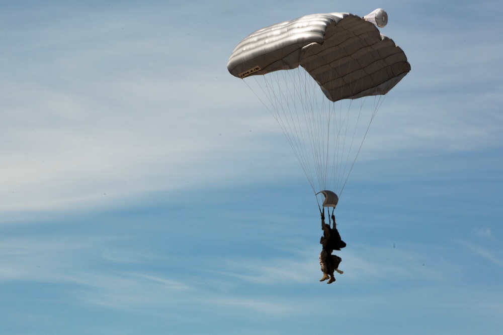 The Long Drop: U.S. Marines fly with multinational forces during Exercise Lone Paratrooper