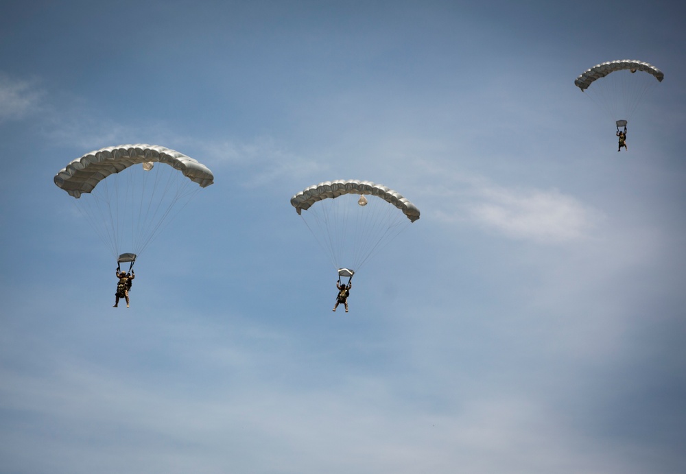 The Long Drop: U.S. Marines fly with multinational forces during Exercise Lone Paratrooper