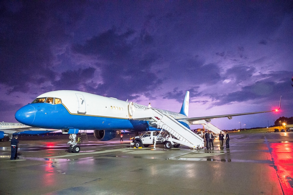Lightning illuminates violet skies over Andrews