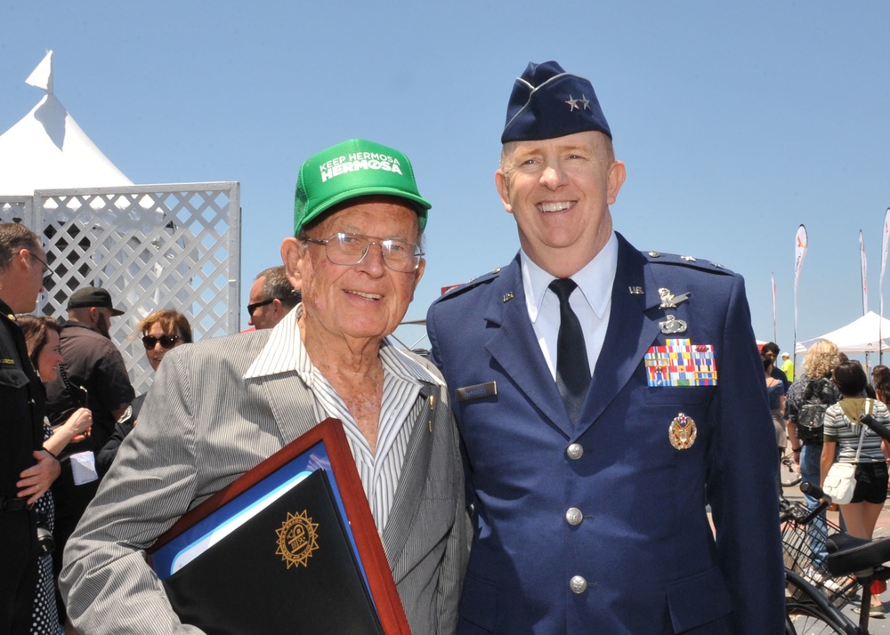 Maj. Gen. Robert D. McMurry speaks at the Fiesta Hermosa