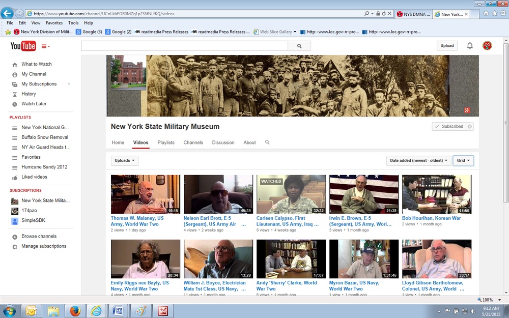 Veterans interviews now on New York Military Museum YouTube Channel